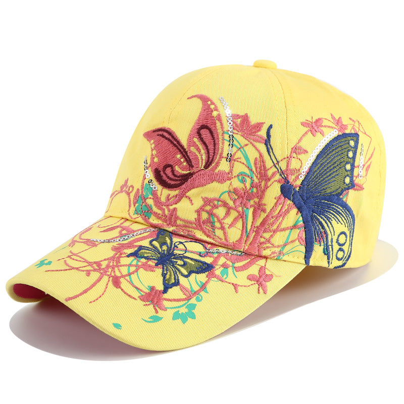 Wholesale Sequined butterfly embroidered baseball cap embroidered peaked cap